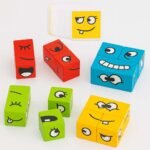 Wooden Face Cube Change Puzzle – Emoji Expressions Matching Game for Kids