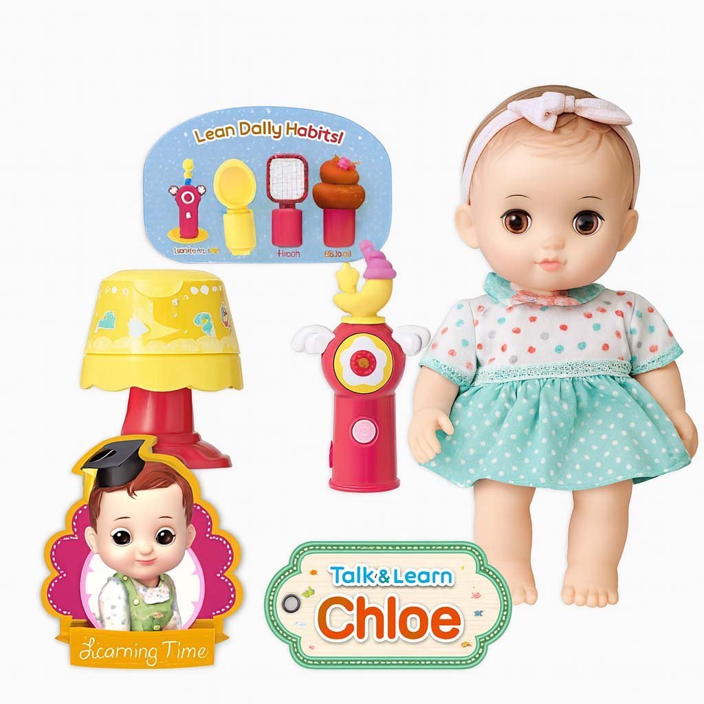 2-14.jpg Talking & Learning Doll – Chloe Pretend Play Set - Image 2