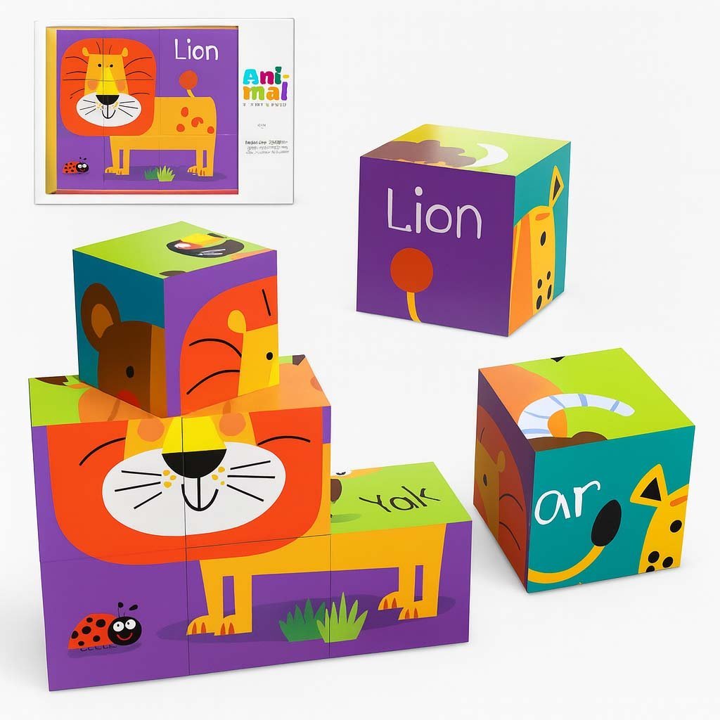 2-22.jpg Animal Jigsaw Blocks – 9 PCS (6-in-1 Puzzle) - Image 2