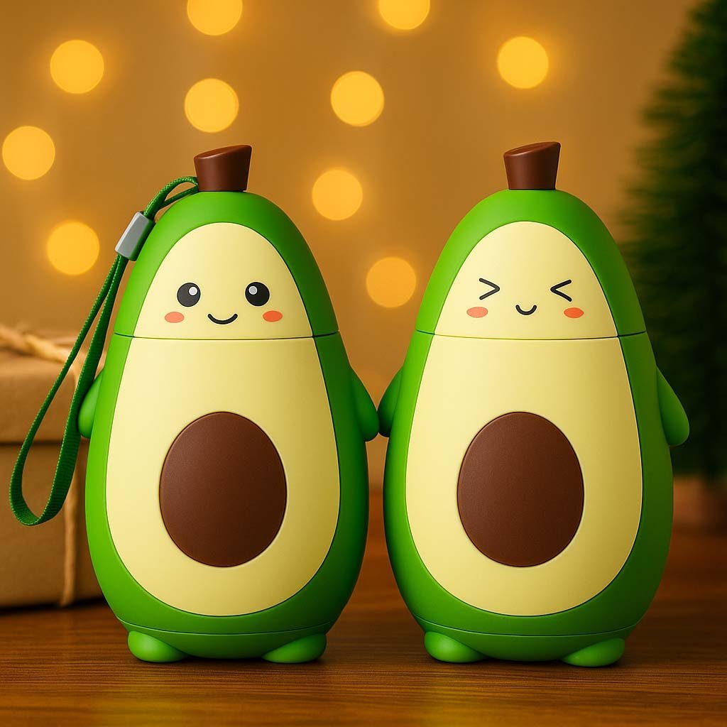 2-63.jpg Cute Avocado Double Layer Portable Water Cup with Strap (280ml) - Image 2
