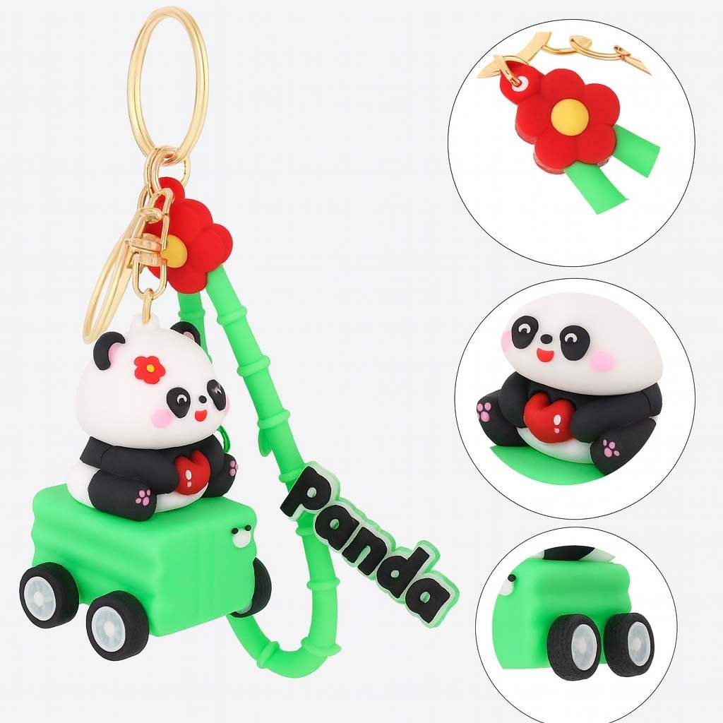 2-66.jpg Cute Panda Key Chain – Green Edition - Image 2