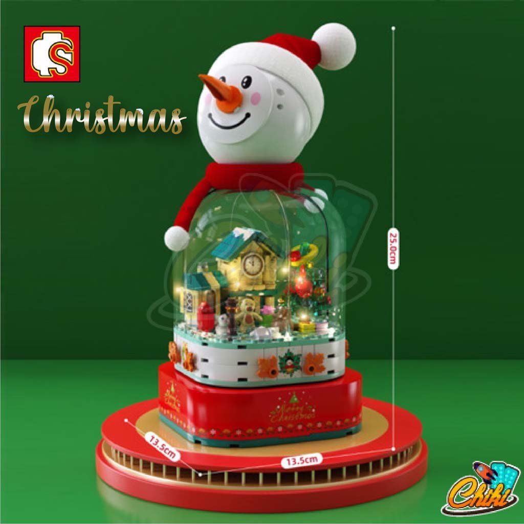 6-32.jpg Snowman House Rotating Music Box With Night Light - Image 6